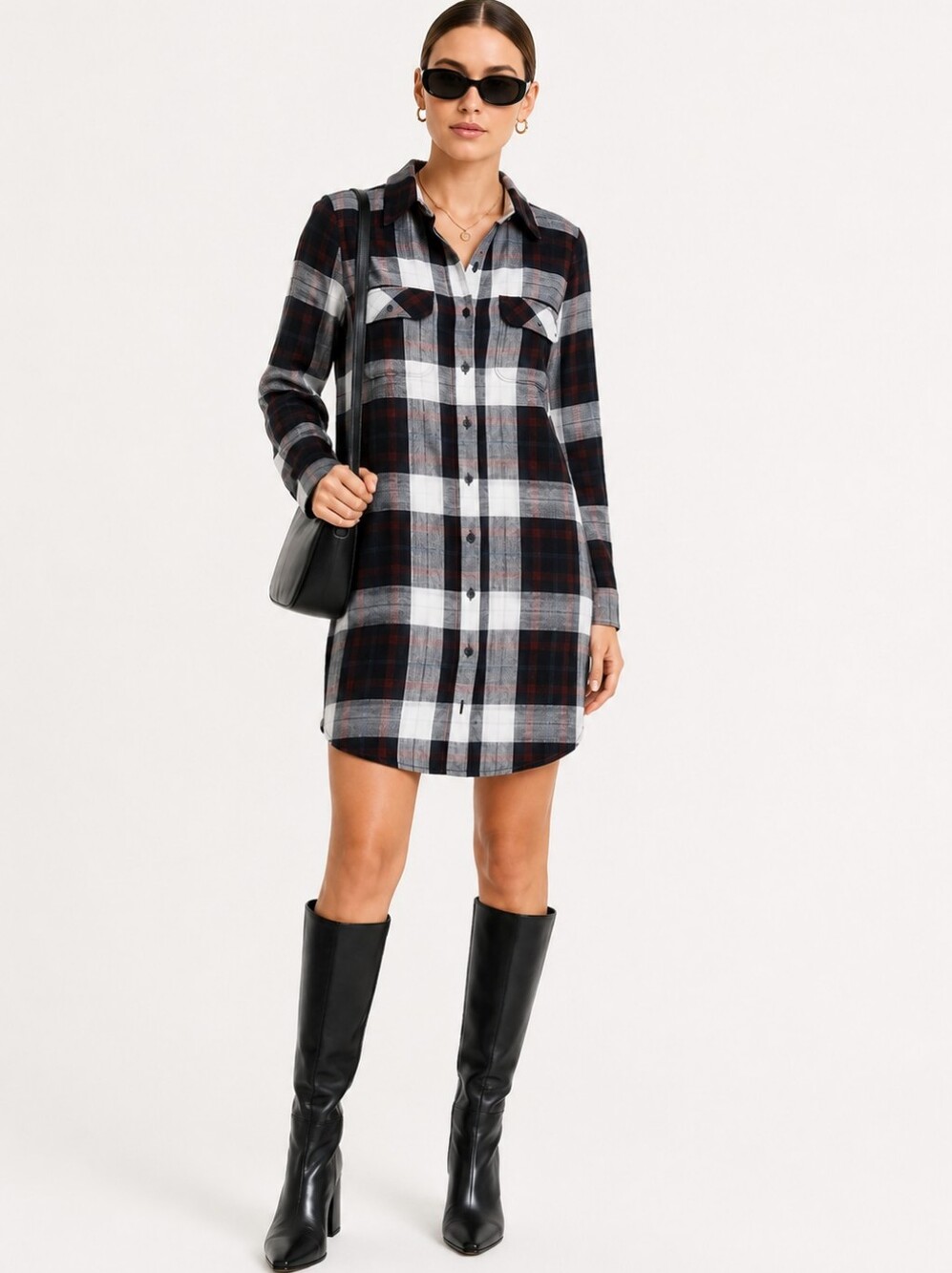 Caslon Plaid Shirt Dress Tunic Sz xs